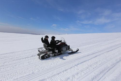 Snowmobiling at Langjökull glacier